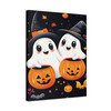 Ghostly Halloween Pumpkin Parade: Cute Spectral Friends - Unframed Canvas Wall Art Decor 16″ x 20″ (Vertical)/1.25"