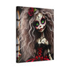 Spectral Bloom: Gothic Porcelain Doll, Day of the Dead Aesthetic - Unframed Canvas Wall Art Decor 16″ x 20″ (Vertical)/1.25"