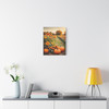 Sunlit Farm Landscape: Pumpkin Patch Panorama - Unframed Canvas Wall Art Decor 16″ x 20″ (Vertical)/1.25"