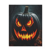 Inferno Jack: Halloween's Burning Menace, Sinister Digital Pumpkin Art - Unframed Canvas Wall Art Decor 16″ x 20″ (Vertical)/1.25"