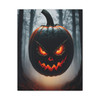 Hallowed Menace: Sinister Jack-o'-Lantern, Dark Forest Halloween Artwork - Unframed Canvas Wall Art Decor 16″ x 20″ (Vertical)/1.25"