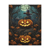 Haunting Hollow's Eve: Autumn's Whispers, Gothic Pumpkin Nocturne - Unframed Canvas Wall Art Decor 16″ x 20″ (Vertical)/1.25"