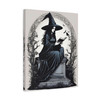Witch's Grimoire: Gothic Monochrome Ritual, Mystical Solitude Illustrated - Unframed Canvas Wall Art Decor 16″ x 20″ (Vertical)/1.25"