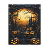 Moonlit Halloween Landscape, Haunting Forest of Jack-o'-Lanterns - Unframed Canvas Wall Art Decor 16″ x 20″ (Vertical)/1.25"