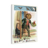 Vintage Pumpkin Gentleman, Whimsical Early 20th-Century Halloween Postcard - Unframed Canvas Wall Art Decor 16″ x 20″ (Vertical)/1.25"