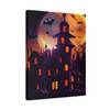 Hallowed Night's Embrace: Gothic Haunted House Halloween Scene - Unframed Canvas Wall Art Decor 16″ x 20″ (Vertical)/1.25"