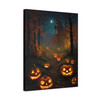 Moonlit Pumpkin Path: Halloween Forest Landscape, Gothic Digital Art Scene - Unframed Canvas Wall Art Decor 16″ x 20″ (Vertical)/1.25"