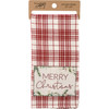 Red & White Plaid Cotton Kitchen Dish Towel - Merry Christmas Stitched Art 20x28 from Primitives by Kathy