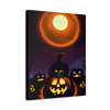 Moonlit Malevolence: Halloween Jack-o'-Lantern Nocturne, Spooky Artwork - Unframed Canvas Wall Art Decor 16″ x 20″ (Vertical)/1.25"