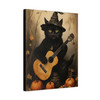 Halloween Cat Musician, Watercolor Autumn Folklore - Unframed Canvas Wall Art Decor 16″ x 20″ (Vertical)/1.25"