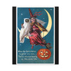 Moonlit Mischief: Halloween Witch Illustration, Vintage Nocturnal Art - Unframed Canvas Wall Art Decor 16″ x 20″ (Vertical)/1.25"