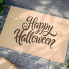 Halloween Anti-Slip Coir Doormat 24" x 16" - Elegant Greeting: Sophisticated Calligraphy, Modern Festive Typography
