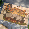 Halloween Anti-Slip Coir Doormat 24" x 16" - Haunting Halloween Graveyard: Spooky Jack-o'-Lantern Scene
