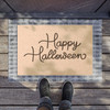Happy Halloween Anti-Slip Coir Doormat 24" x 16" - Haunting Handwritten Halloween Wishes