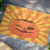 Happy Halloween Anti-Slip Coir Doormat 24" x 16" - Festive Jack-o'-Lantern Burst:\\