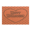 Halloween Anti-Slip Coir Doormat 24" x 16" - Heartfelt Halloween: Festive Orange Greeting, Spooky Polka Dot Design
