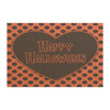 Happy Halloween Anti-Slip Coir Doormat 24" x 16" - Heartfelt Polka Dot Orange and Black Design
