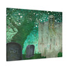Spectral Echoes: Large Stretched Canvas Wall Art 40" x 30" - Emerald Phantoms of Remembrance, Haunting Watercolor Landscape