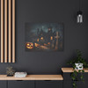 Hallowed Nocturne: Large Stretched Canvas Wall Art 40" x 30" - Gothic Halloween Landscape, Moonlit Church Haunting
