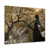 Whispers of Solitude: Large Stretched Canvas Wall Art 40" x 30" - Gothic Graveyard Elegance, Ethereal Watercolor Landscape