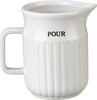 Small Cream Colored Ribbed Texture Stoneware Pitcher 5.25 Inch from Primitives by Kathy