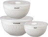 Set of 3 Nesting Stoneware Bowls Nourish Enjoy Eat from Primitives by Kathy