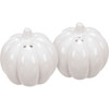 Decorative Stoneware White Pumpkin Shaped Salt & Pepper Shaker Set from Primitives by Kathy