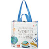 Teacher Themed Double Sided Market Shopping Tote Bag - Changing The World One Student At A Time from Primitives by Kathy