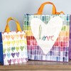 Double Sided Love Market Shopping Tote Bag - Mosaic Rainbow Heart Design from Primitives by Kathy