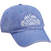 Free Spirit Stonewashed Cotton Baseball Cap - Hand-Illustrated Floral Design - Very Peri Pantone Color of the Year from Primitives by Kathy