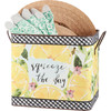 Garden Collection Squeeze The Day Set of 2 Metal Bins with Watercolor Lemon & Bumblebee Designs - Dual Side Handles & Stackable from Primitives by Kathy