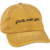 Hand Illustrated 'Faith Over Fear' Stonewashed Yellow Baseball Cap - One Size Fits Most from Primitives by Kathy