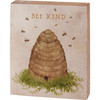 Bee Kind Decorative Wooden Block Sign - Primitive Inspired Beehive Design with Natural Wood Sides 4x5 from Primitives by Kathy