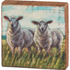 Decorative Wooden Block Sign Decor - Farmhouse Sheep In Field - Rustic Design 4x4 from Primitives by Kathy