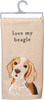 Love My Beagle Cotton Linen Blend Dish Towel 20x26 from Primitives by Kathy