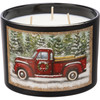 3 Wick Matte Black Glass Jar Candle - Red Pickup Truck In Snowy Pines - Fresh Spruce Scent 14 Oz from Primitives by Kathy