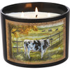 3 Wick Soy Wax Matte Black Glass Jar Candle - Fall Farmshouse Dairy Cows - Autumn Leaves Scent from Primitives by Kathy