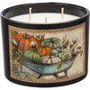 Matte Black Glass Jar Candle - Pumpkins & Cotton Stems Wheelbarrow - Pumpkin Spice Scent from Primitives by Kathy