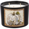 3 Wick Matte Black Glass Jar Candle - White Pumpkin & Cotton Stems - Pumpkin Spice Scent 14 Oz from Primitives by Kathy
