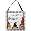Decorative Hanging Wall Decor Sign - Happy Halloween Gnomes & Bats 7x7 from Primitives by Kathy