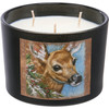 3 Wick Soy Wax Black Matte Jar Candle - Deer In Snowy Scenery - Fresh Spruce Scent 14 Oz from Primitives by Kathy