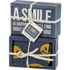 Gift Set - Decorative Wooden Box Sign & Colorfully Printed Socks - Smile Is Happiness Under Your Nose from Primitives by Kathy