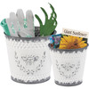 Set of 2 Galvanized Metal Buckets - Bumblebee & Floral Design - Rustic White Washed Design from Primitives by Kathy