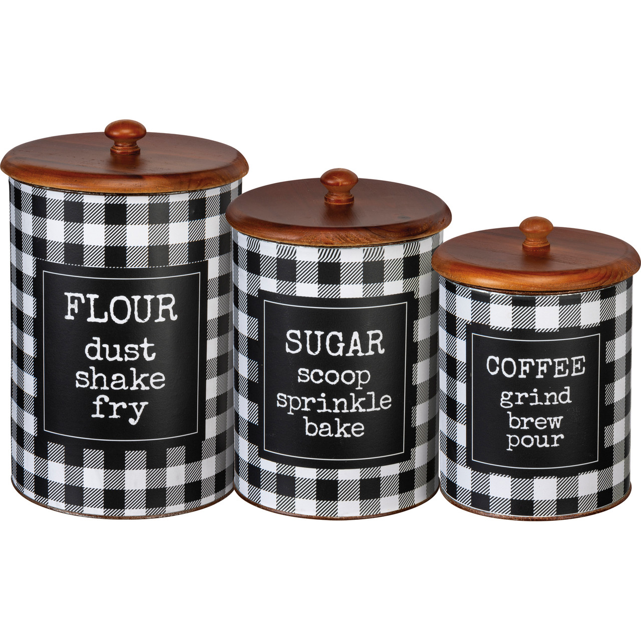 Distressed Metal Flour & Sugar Canister Set Rustic Kitchen