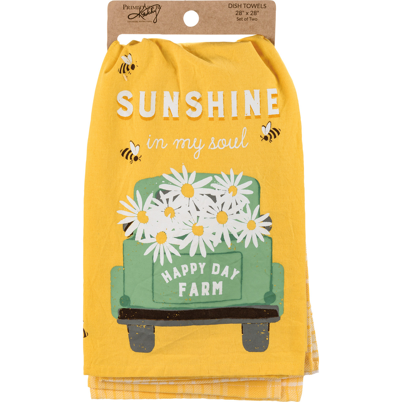 Daisy Pickup Truck Sunshine In My Soul Happy Day Farm Cotton Kitchen Dish  Towel Set from Primitives by Kathy - Cherryland Sales