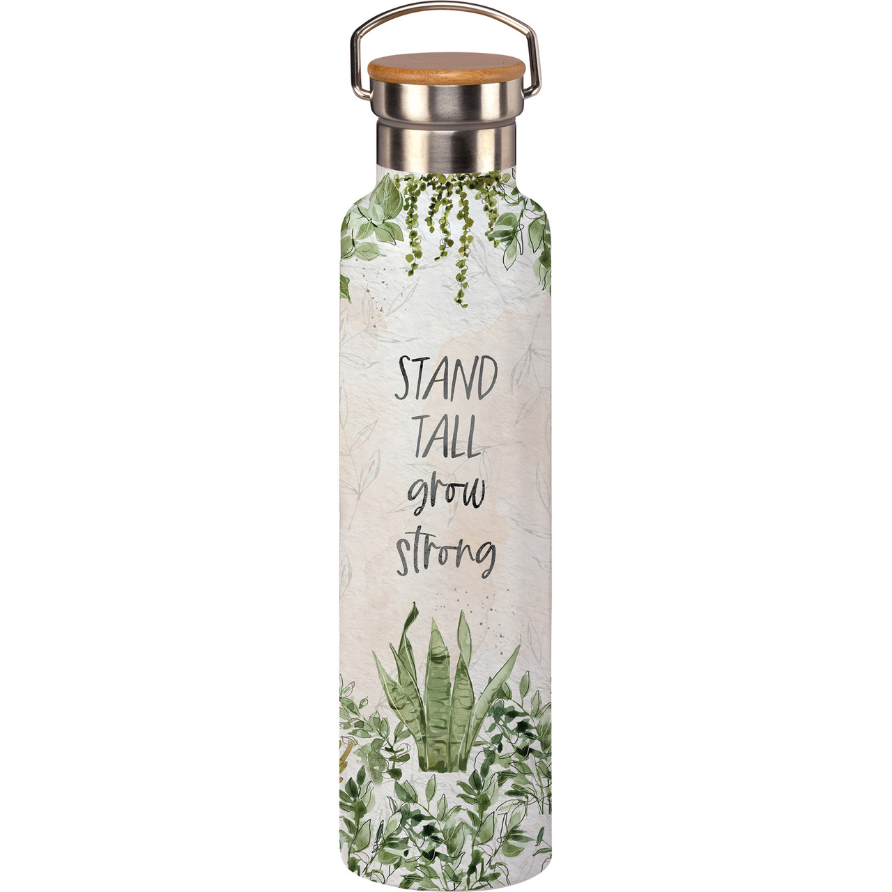 Watercolor Botanical Design Stand Tall Grow Strong Insulated Stainless  Steel Water Bottle Thermos from Primitives by Kathy