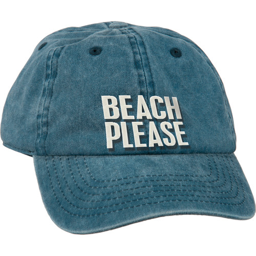 Light Blue & Cream Beach Please Cotton Baseball Cap (Adjustable) from Primitives by Kathy