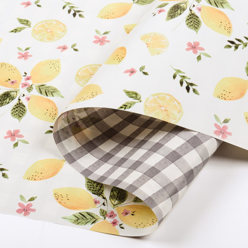 Lemon & Floral Print Design Paper Gift Wrap Roll 9.75 ft x 30 Inch from Primitives by Kathy