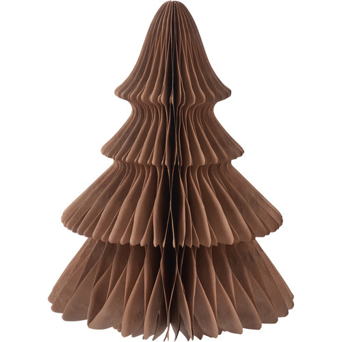 Decorative Accordian Style Paper Brown Christmas Tree Figurine - 16 Inch - Bohemian Collection from Primitives by Kathy