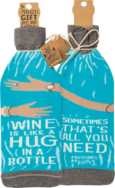 Wine Is Like A Hug In A Bottle Wine Bottle Sock Holder from Primitives by Kathy